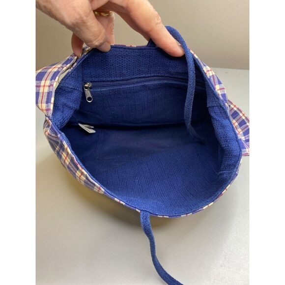 Longaberger Homestead Blue Plaid 3 Pcs Tote Bag Set Wallet Checkbook 11"x 8" - Picture 9 of 9